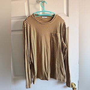 American Trench Tan and Black Striped Long Sleeve Shirt - MiUSA